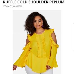 Ashley Stewart Ruffle Cold Shoulder Top 22/24